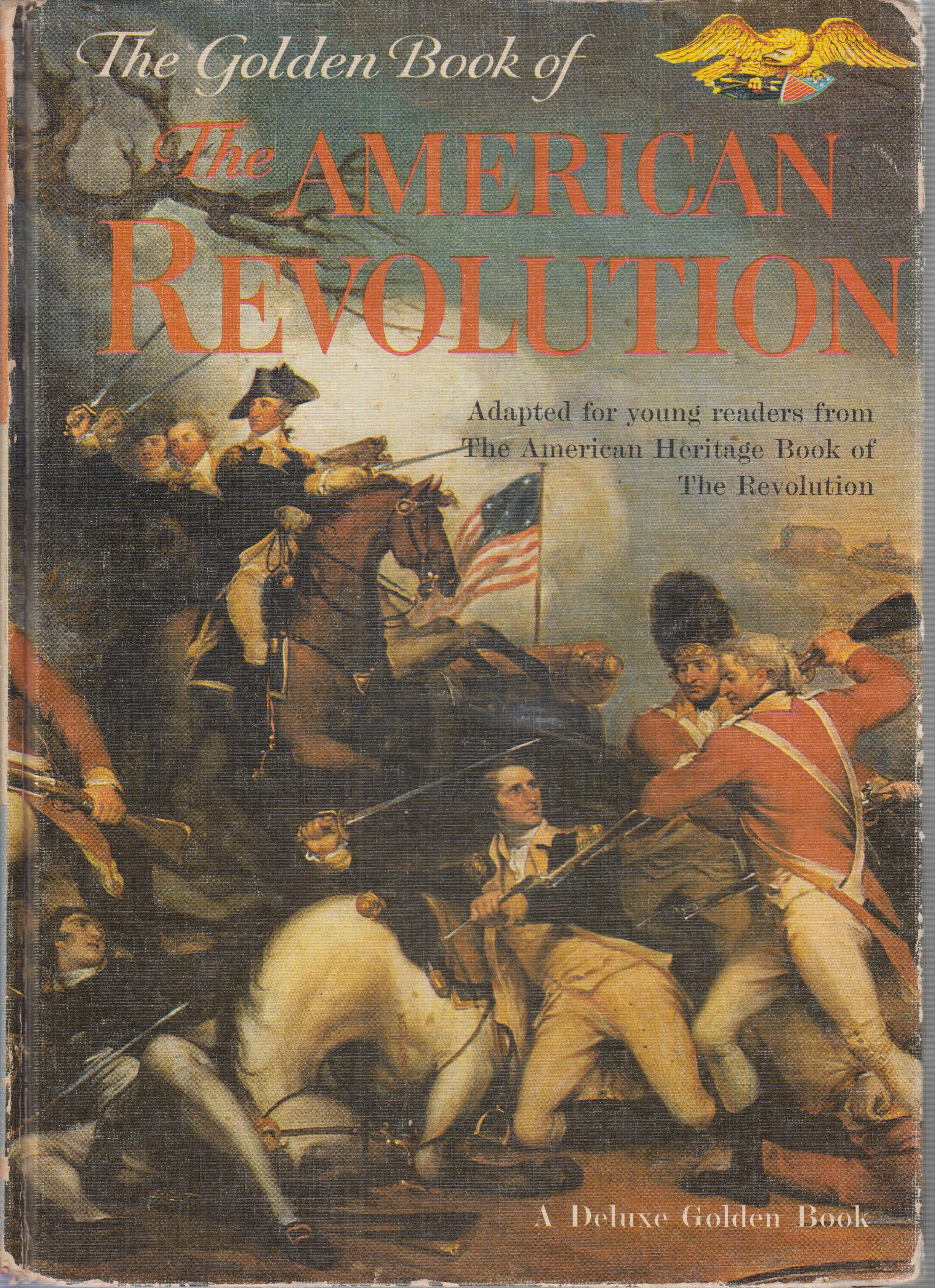 Cover of an Ameican History textbook featuring an image of a Revolutionary War battle with George Washington on horseback and American and British soldiers fighting in the foreground.