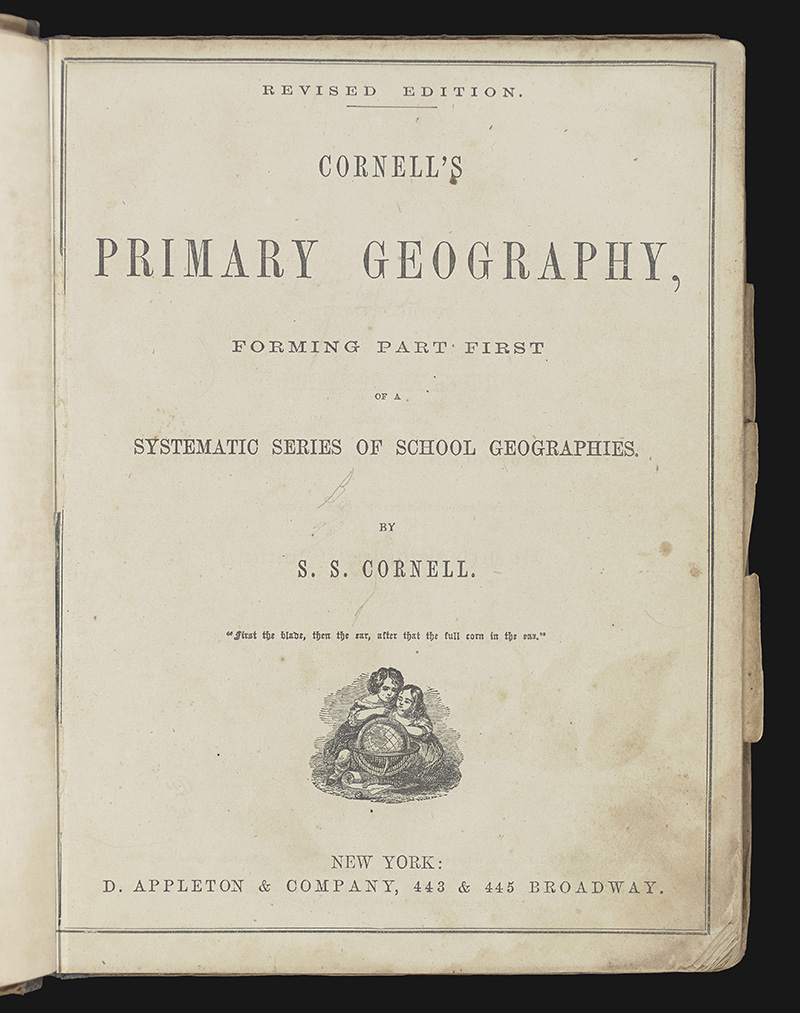 Cover page from nineteenth century geography textbook.