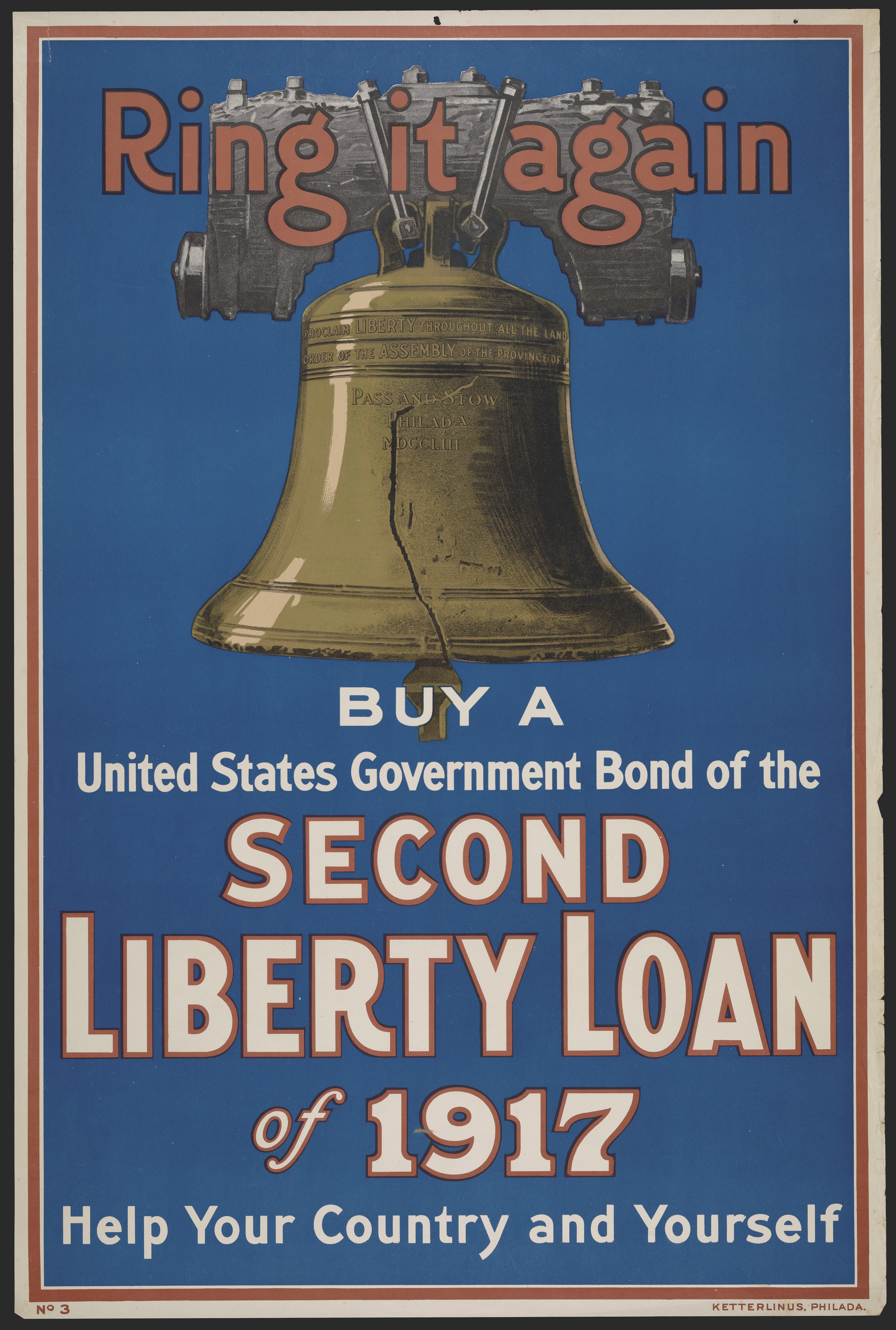 Poster promoting the purchasing of war bonds with an image of the Liberty Bell.