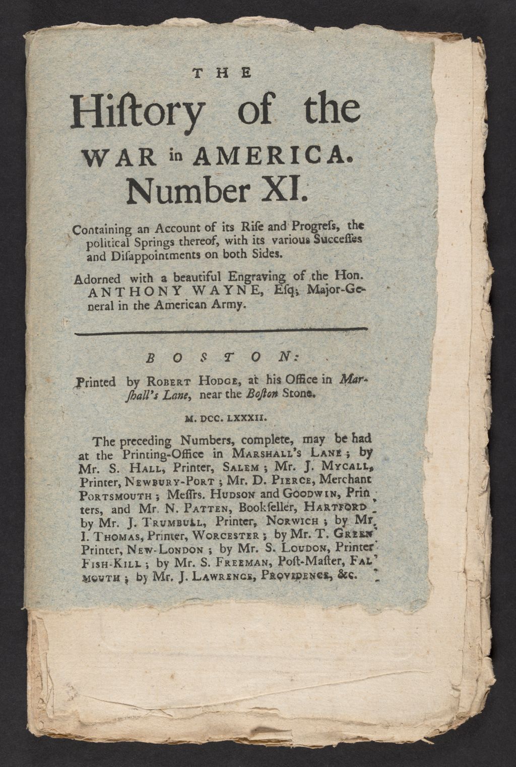 Cover page from a pamphlet printed during the Revolutionary War.