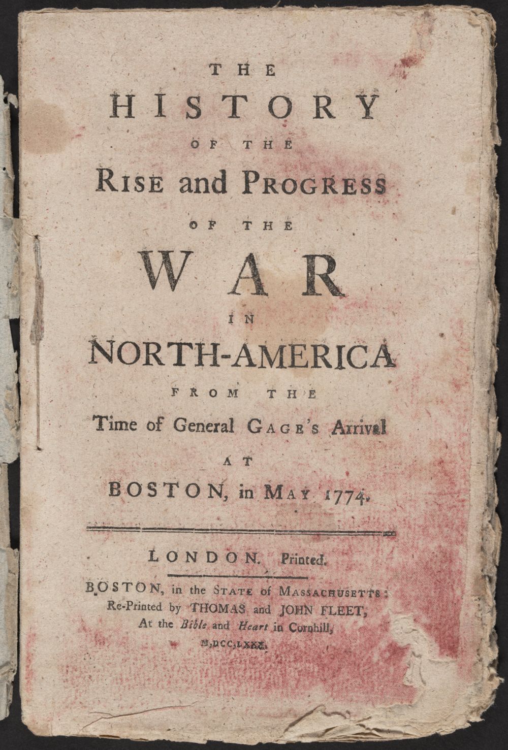 Cover page from a pamphlet printed during the Revolutionary War.