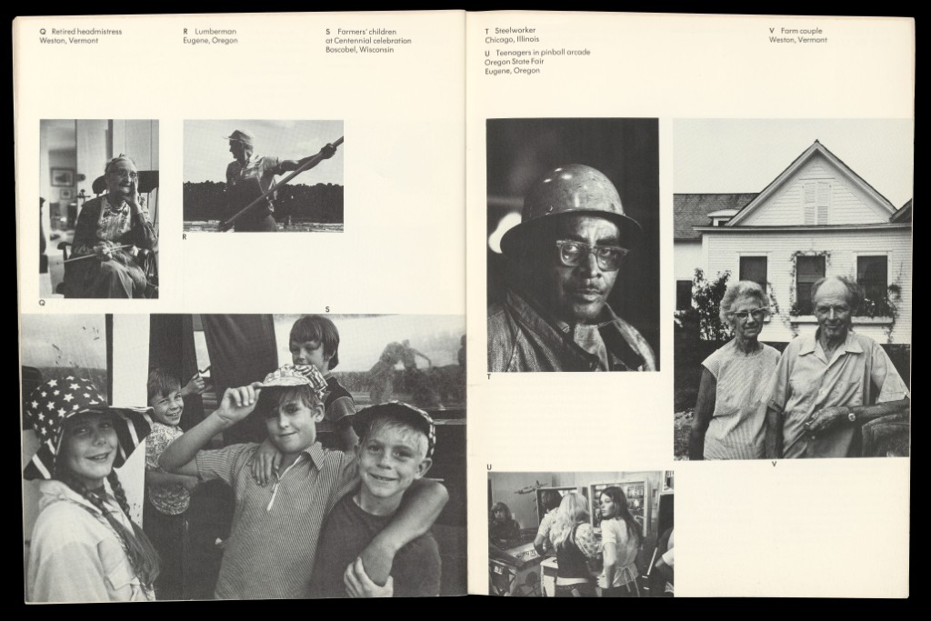 Spread of pages 28-29 from publication related to bicentennial exhibit. The pages include black and white photographs of people from around the United States of America.