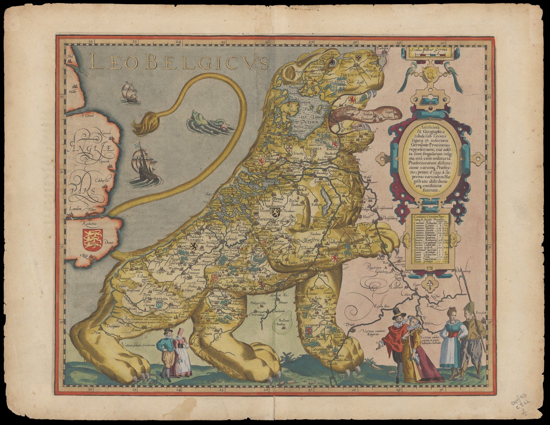 Map of Belgium and the Netherlands with a lion drawn on top of the countries.