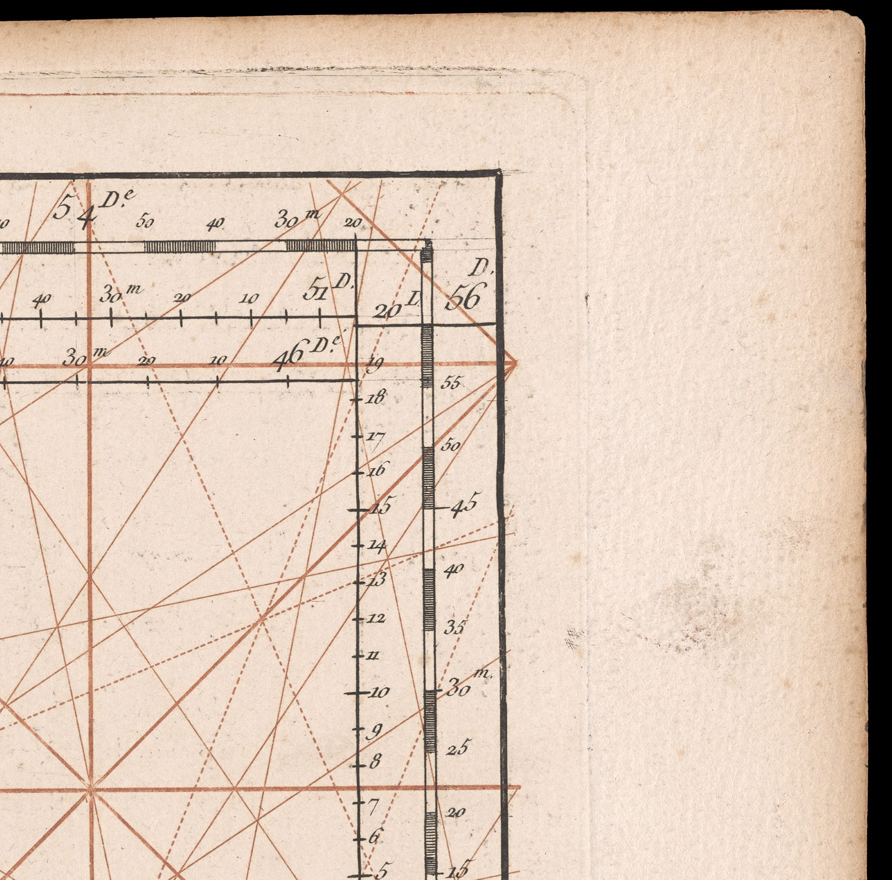 Detail of a print from a copper plate showing registration marks from multi-color printing.