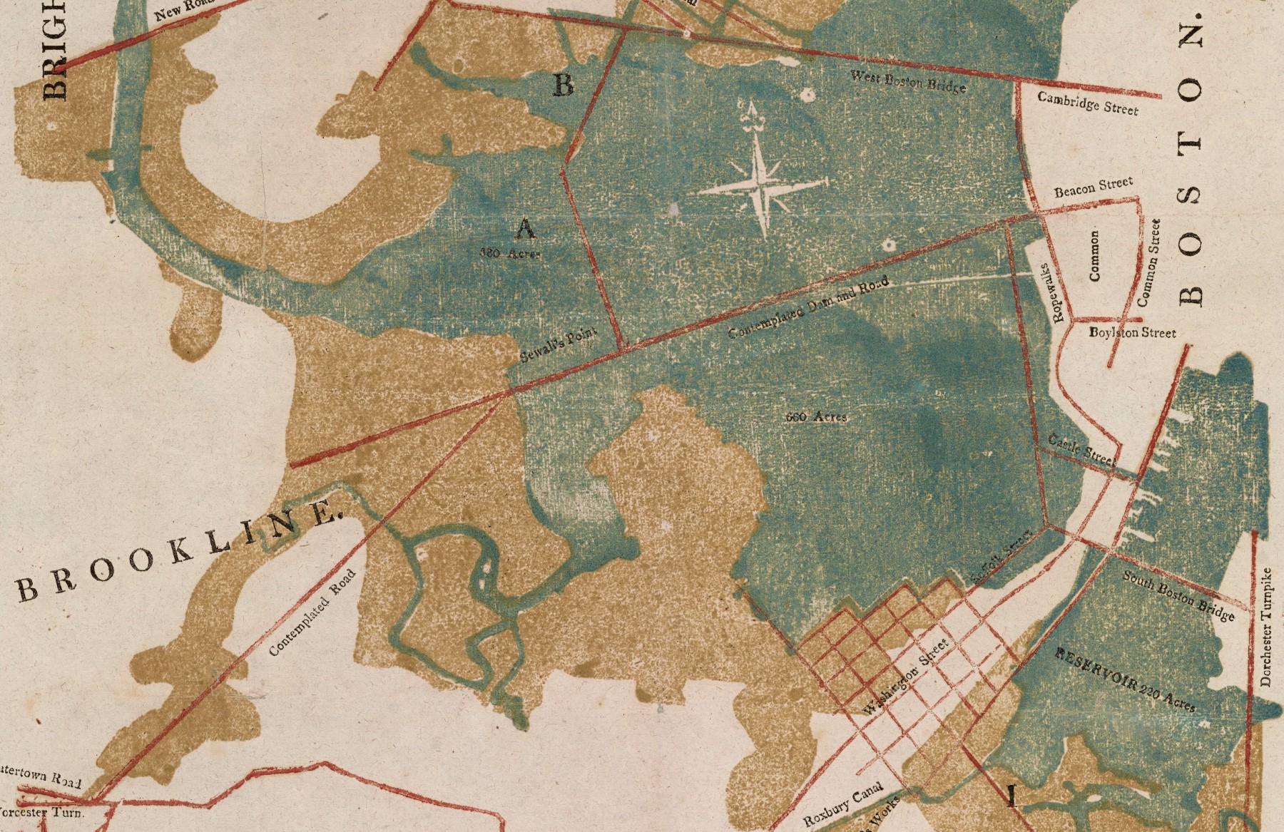 Detail from a map showing a four color printing process.