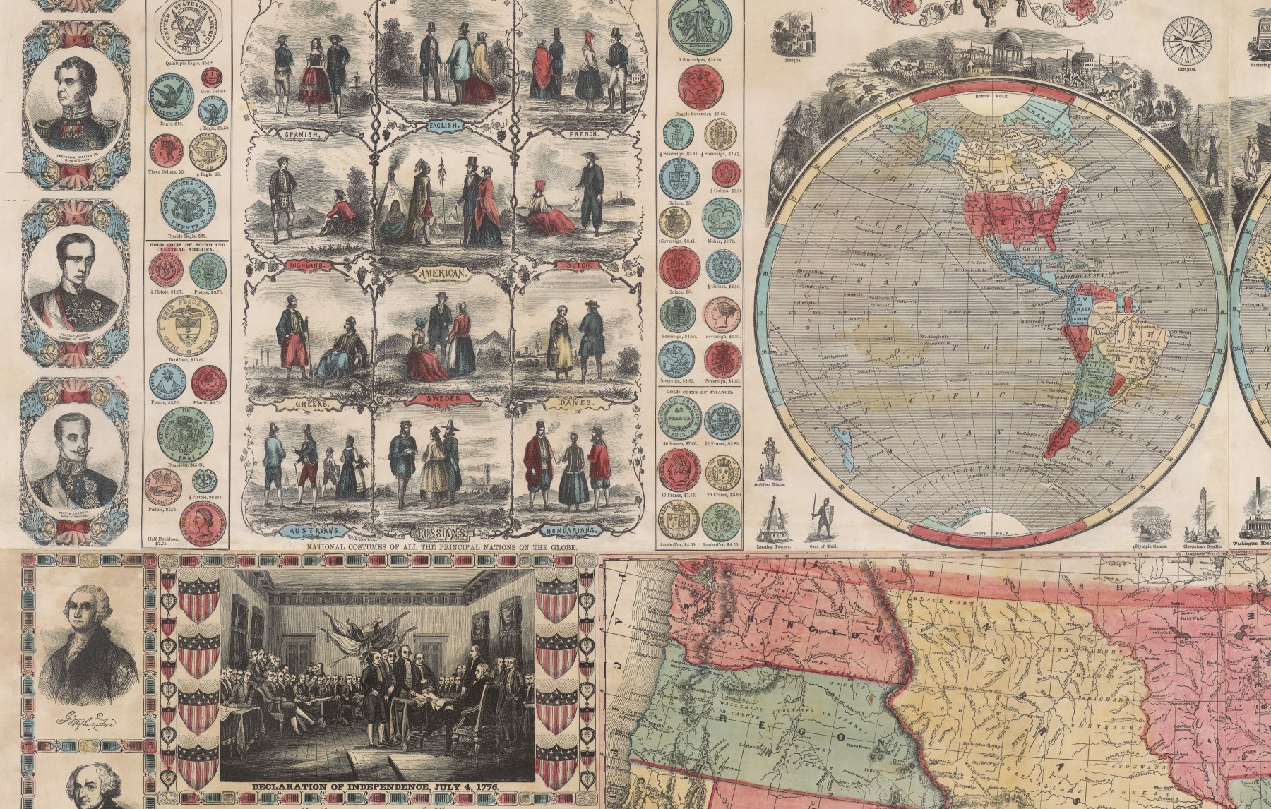 Detail of a map showing many lithographic images added to a final image.