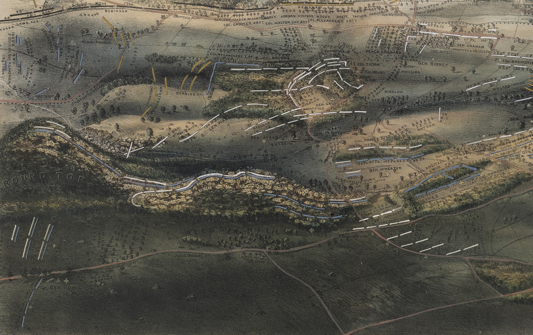 Detail showing the southern end of the Battle of Gettysburg.
