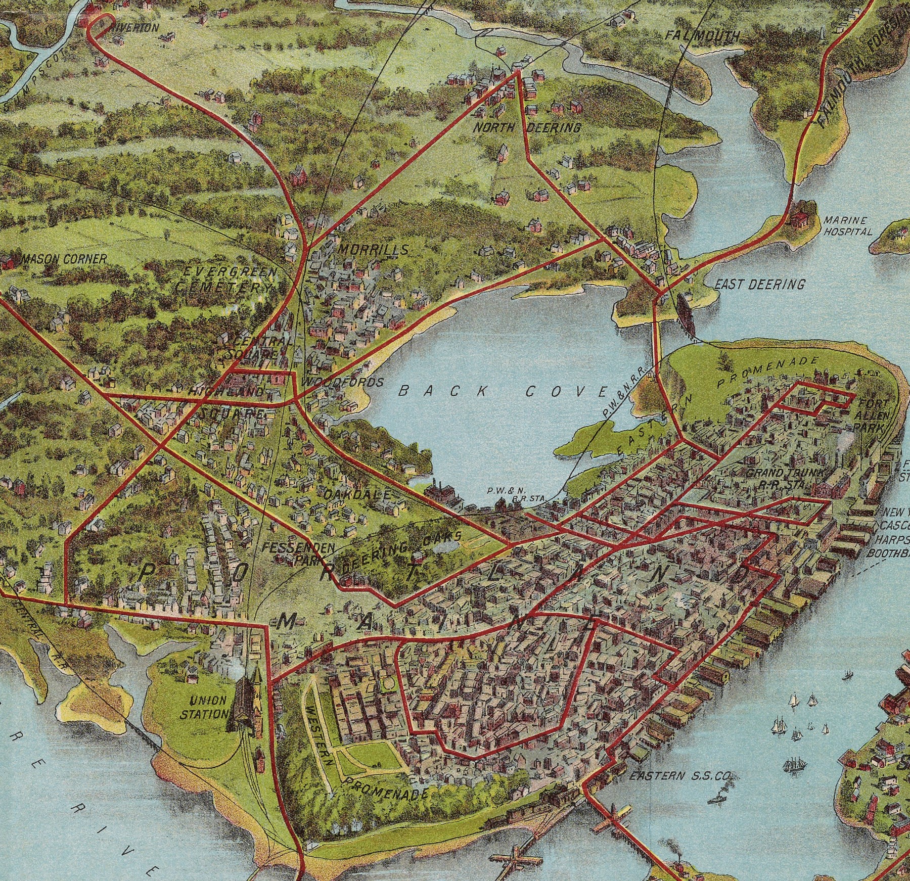 Detail showing city of Portland.