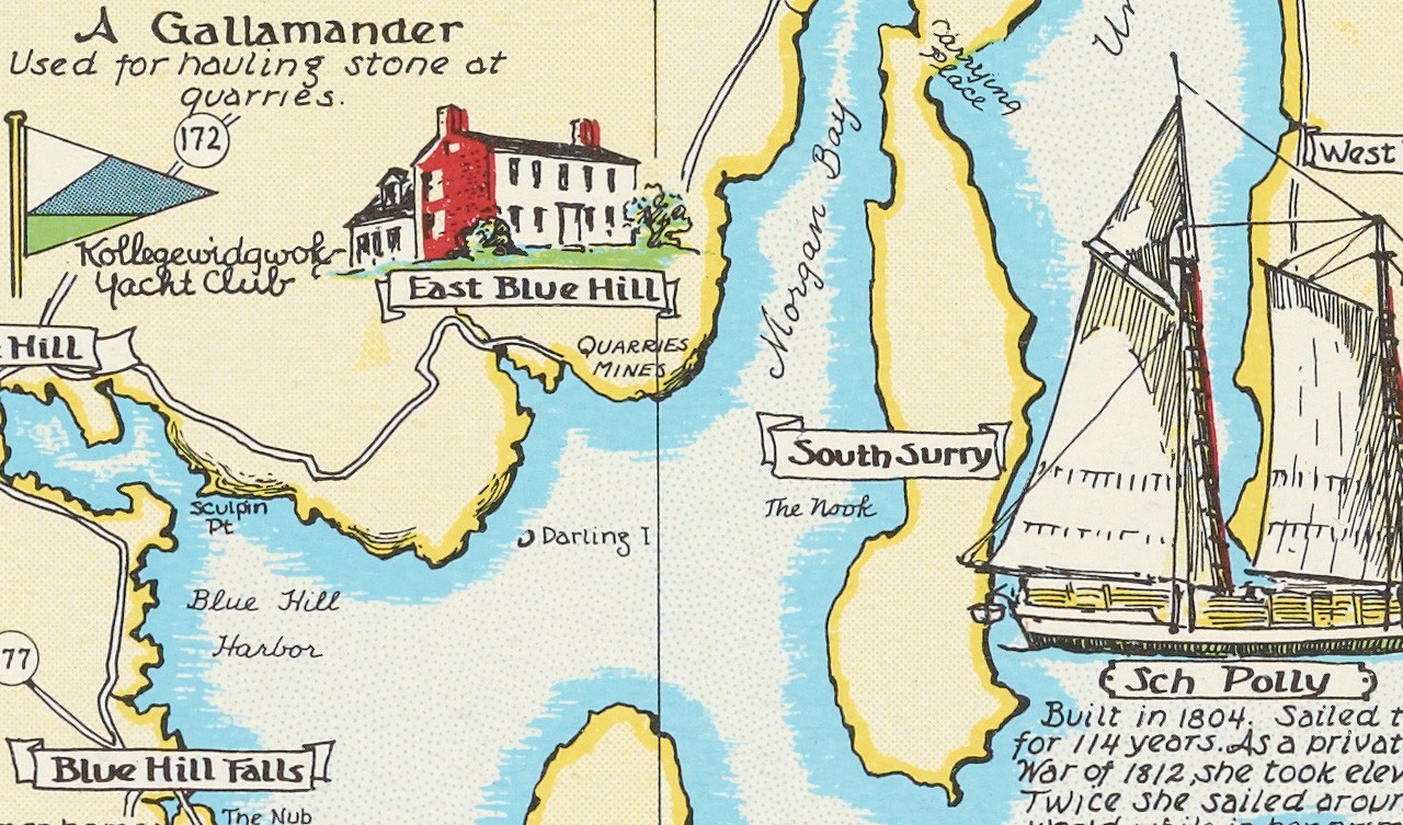 Detail from a map with the standard four color printing process.